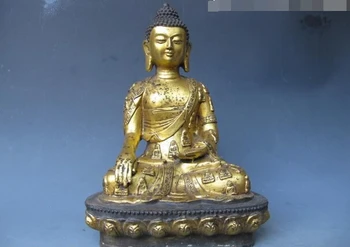 

Free shipping lion statue S1166 Tibet temple classical Old Bronze Gild Sakyamuni Tathagata Buddha Statue