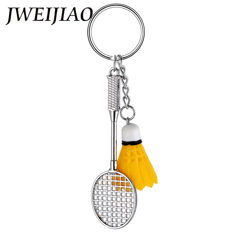 JWEIJIAO New Alloy Badminton Keychain Badminton Racket Charms Key Chain