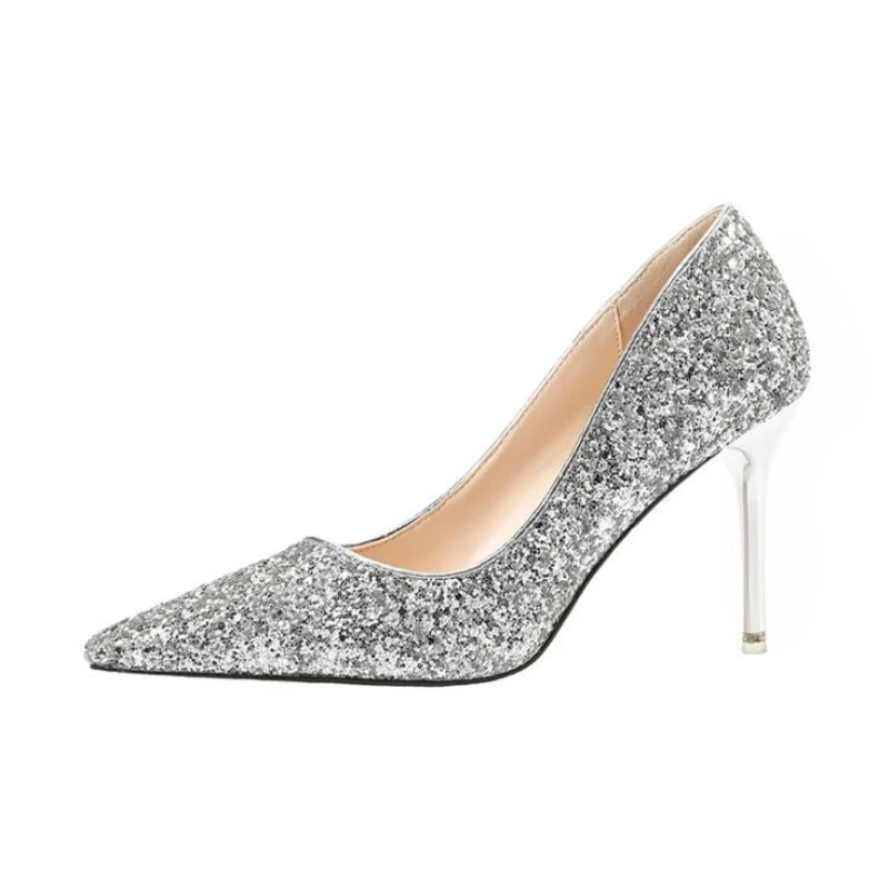 {D&Henlu} luxury sequined cloth gold high heels womens wedding shoes ...