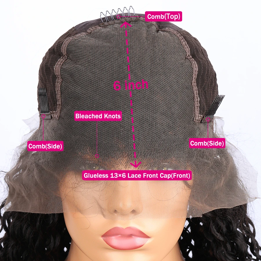 Elva Hair 13x6 Curly Lace Front Human Hair Wigs Pre Plucked Hairline Brazilian Remy Hair Lace Wig With Baby Hair Natural Color