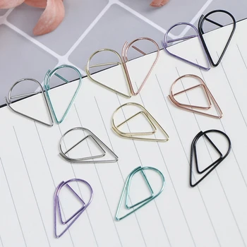 

12pcs Modeling Paper Clips Metal Material Water Drop Shape Golden Silver Black Colored Bookmark Memo Clips Escolar Papelaria
