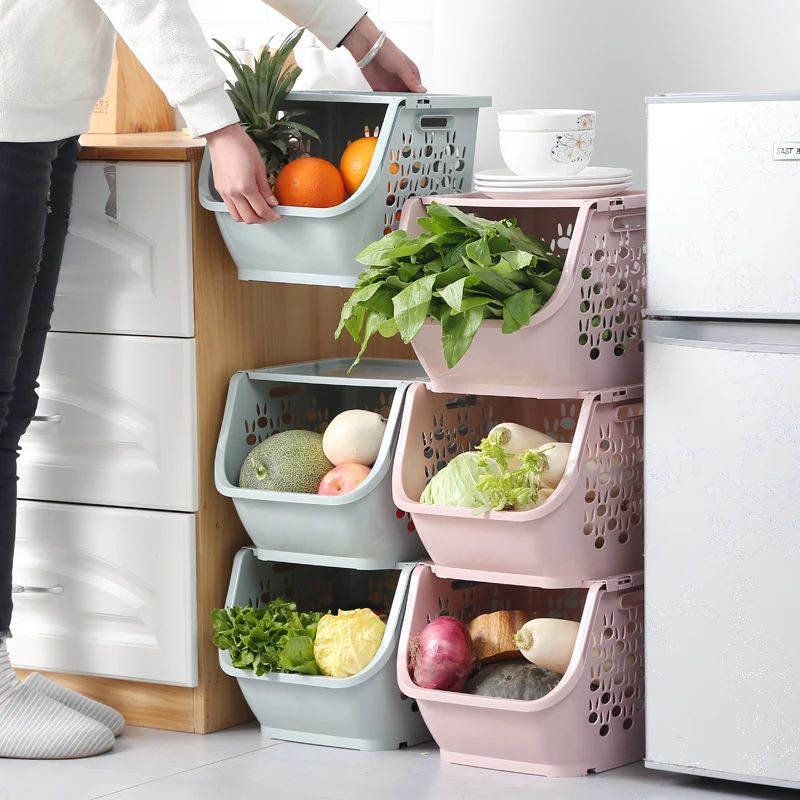 

Vegetable Basket Floor Hollow Kitchen Storage Racks Multi-layer Fruit Cover Organizers Collection Home Toys Sundries