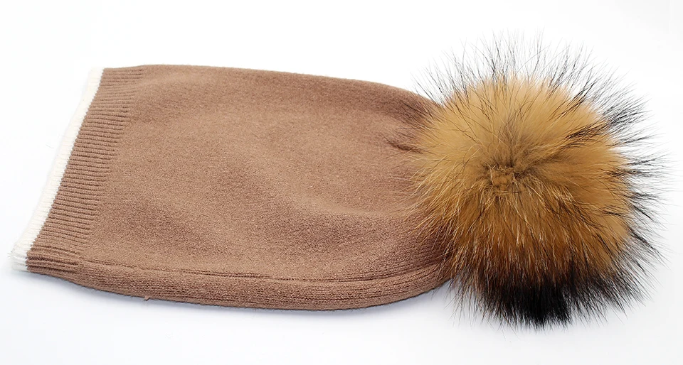 Winter Hats For Women Beanies Knitted Wool Pompon Beanies Female Real Raccoon Fur Pom Poms Hat For Girls 2018 (14)