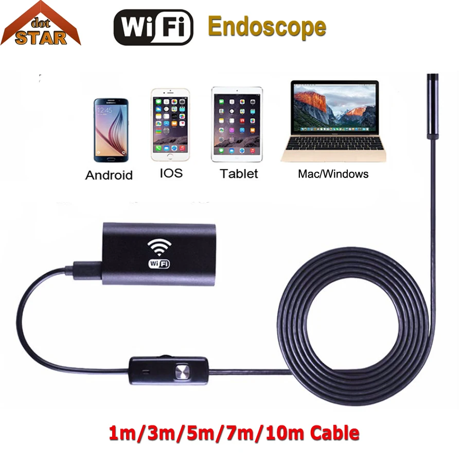USB эндоскоп камера мини Wifi 8 мм объектив 1 м 3 5 7 10 IP67 змеиная трубка осмотр бороскоп