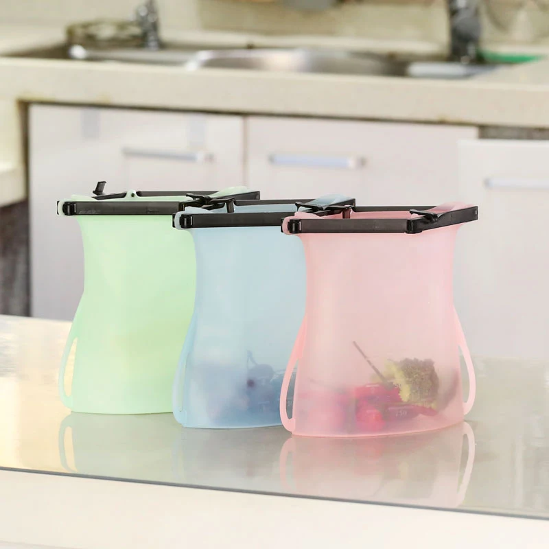 

Hot Reusable Silicone Food Storage Bags Airtight Non Toxic Food Sealer Bag for Snack Lunch FQ-ing