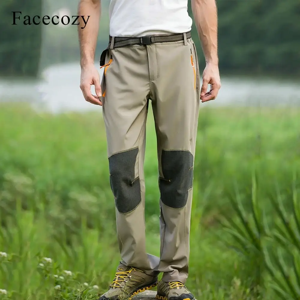 Khaki Facecozy, мужские брюки-карго, быстросохнущие спортивные брюки, тонкие, дышащие, эластичные, многоразовые, походные брюки, штаны для альпинизма, рыбалки - Цвет: Khaki