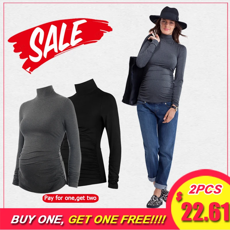 

Maternity Clothes Maternity Clothing Turtleneck tops T shirt pregnant clothes women Tees pregnancy shirt solid tshirt winter