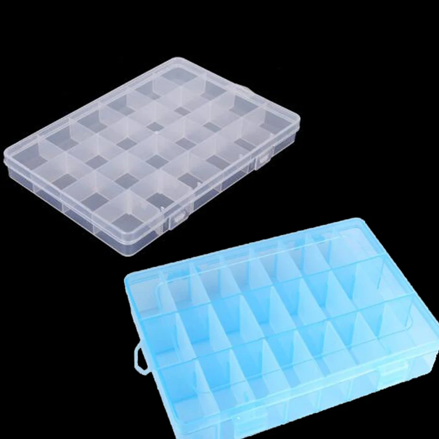 

24 Compartments Plastic Box Case Jewelry Bead Storage Container Craft Organizer