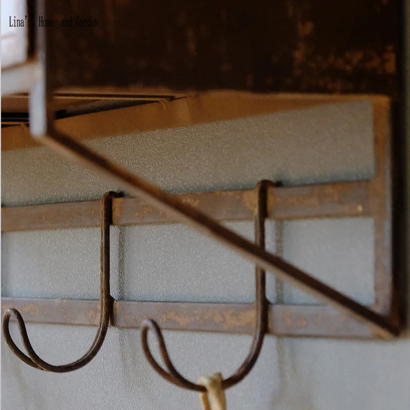 loft industrial retro metal vintage wall shelf with drawers (3)