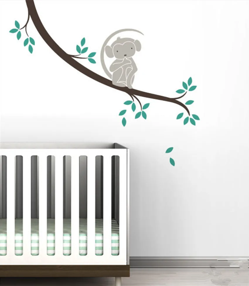 

Simple Monkey Tree Branch Wall Sticker Removable DIY Kids Nursery Bedroom Decor Wall Decal Monkey on Tree Branch Poster NY-203