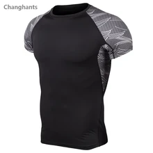 Мужская футболка для фитнеса с коротким рукавом, строчка, бег, Баскетбол, облегающие Трикотажные изделия, быстросохнущие футболки, спортивная одежда, эластичная спортивная одежда