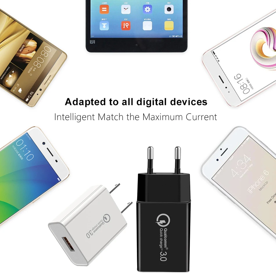 18 Вт USB быстрое зарядное устройство для iphone 7 6 X XS XR Samsung S9 S8 Xiaomi Redmi Note Mi 9 Qualcomm Quick Charge