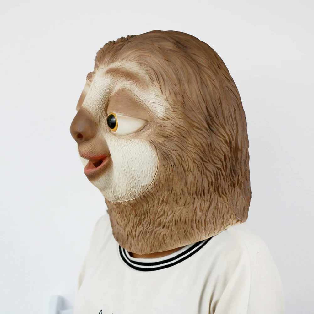 Latex Sloth Mask Zootopia Flash Sloth Mask Complete Latex Animal Head Mask Halloween Party Cosplay Prop Accessories Toys (1)