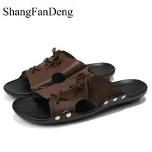 Модные мужские тапочки; Летняя Пляжная Мужская обувь; кожаные Вьетнамки; Hombre zapatillas; удобные мужские сандалии; мужская повседневная обувь; светильник