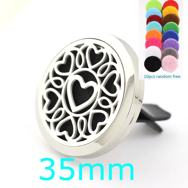 35mm Heart Car Diffuser Locket 316L Stainless Steel Aroma Essential Oil Lockets 10pcs Free Pads as Gift | Украшения и аксессуары