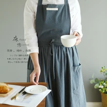 Нордический ветер плиссированная юбка Хлопок Льняной Фартук кофейные магазины и цветочные магазины работа Чистка женские фартуки стирка daidle платье