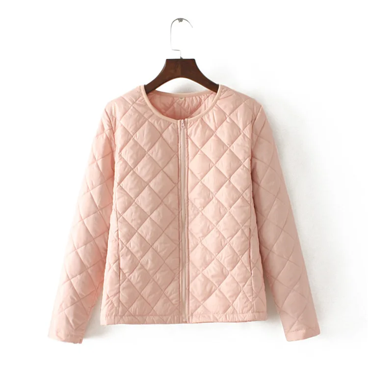 

Plus Size Women Short Parkas Autumn Winter Clothing Casual Fashion Loose Argyle zipper thin warm Padded Coats E22-867