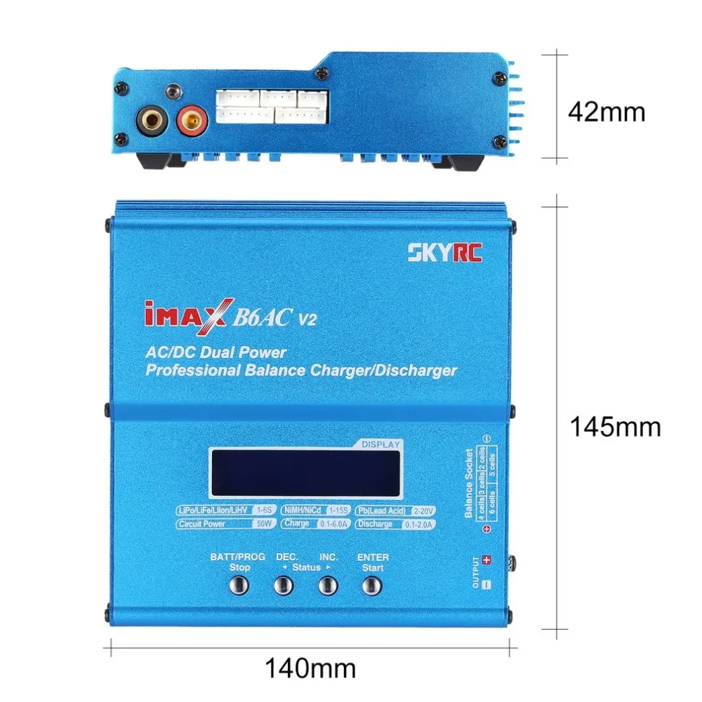 SKYRC iMAX B6AC V2 6A 50 Вт AC/DC Lipo NiMH Pb Баланс Зарядное устройство/Dis зарядное устройство с адаптером ЖК-дисплей для радиоуправляемого автомобиля беспилотный вертолет