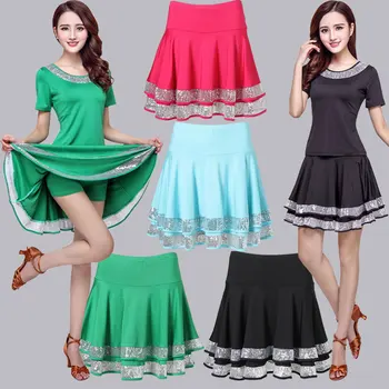 

New Latin Dance Skirt For Women double Design skirts Dance Costumes Adult Latin Ballroom Practice Skirts Performamnce Dancewear