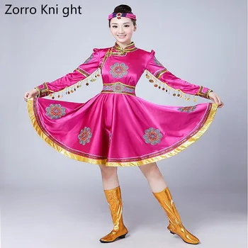 

Dance costume Ladies New Dance Costumes Female Short Paragraph Rose Red Mongolia Skirt Performance Clothing Chopsticks Dance