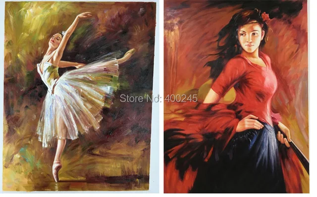 Tableau Peinture sur Toile - Peinture à l'Huile - Danse - Ballerine -  180x120 cm 