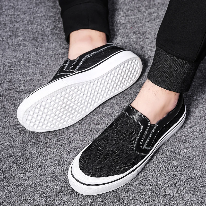 Os Apartamentos Sobre Deslizar Homens Qualidade Listagem Casuais Alta Da A Heinrich De Nova Moda Preto Respirável Lona Dos Sapatas Sapatos F7OPWaq8