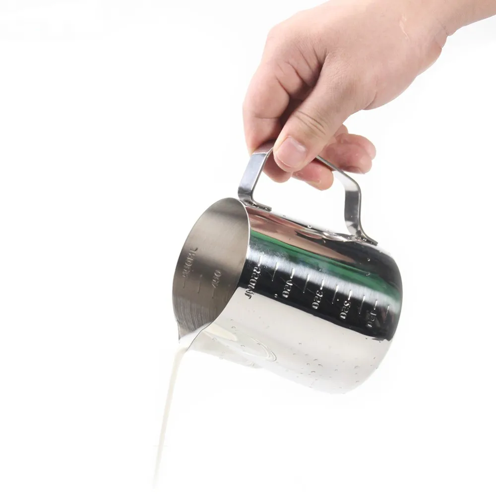 

Stainless Steel Milk Frothing Pitcherl for Espresso Machines and Latte Art, perfect size for making 1 cappuccino or 2 lattes