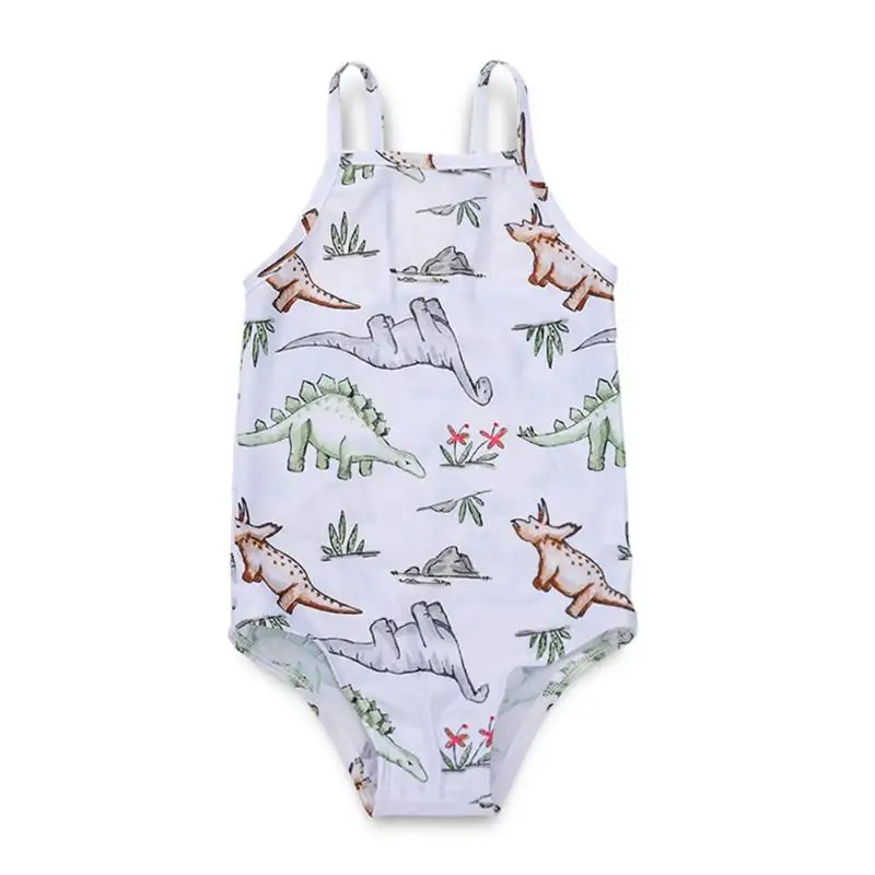 

Baby Girl One Piece Swimwear Summer Toddler Kids Baby Boys Dinosaur Print Beachwear Bathing Suit Spaghetti Strap Swimsuit