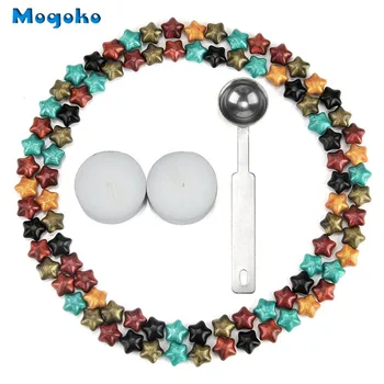 

Mogoko New 6 Colors Wax Beads(120 pcs),Star Shape Bottled Sealing Wax Beads with Melting Spoon & White Candle for Wax Seal Stamp
