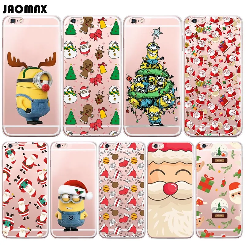 

Cute Funny Santa Claus Merry Christmas Case For iPhone Xs 8 6 6S Plus X 5 5S SE 7 Plus Transparent Silicone TPU Phone Back Cove