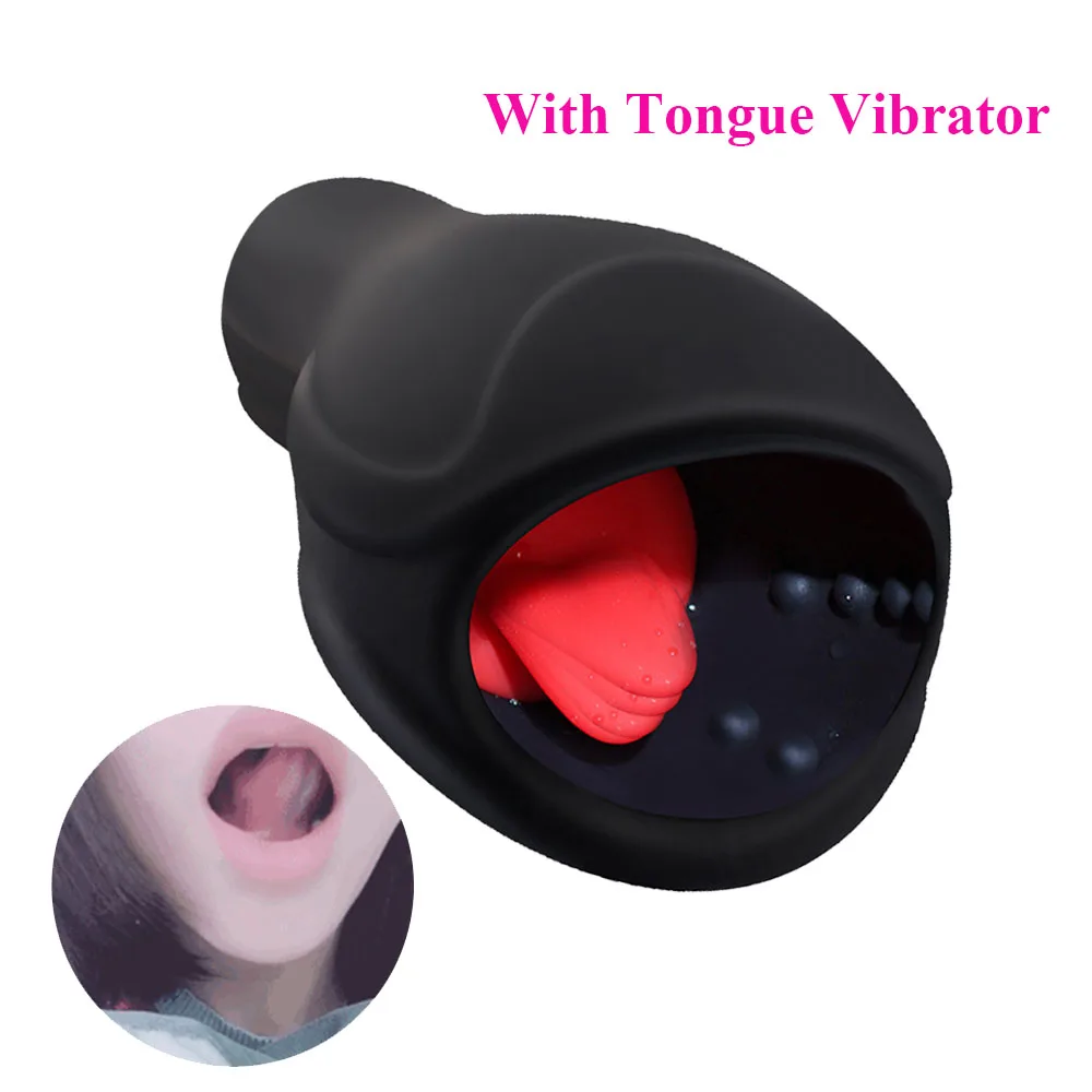 EXVOID Tongue Vibrator Male Masturbator Mouth Oral Masturbatory Cup Deep Throat Pussy Sex Toys for