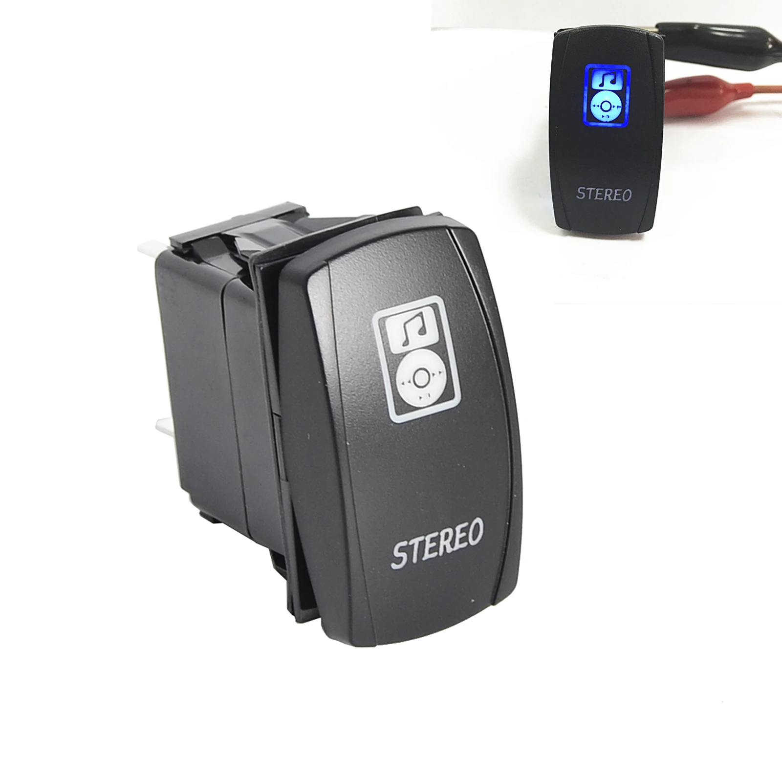 

Rocker Switch Blue LED Light Stereo For UTV Polaris Can Am Maverick Commander