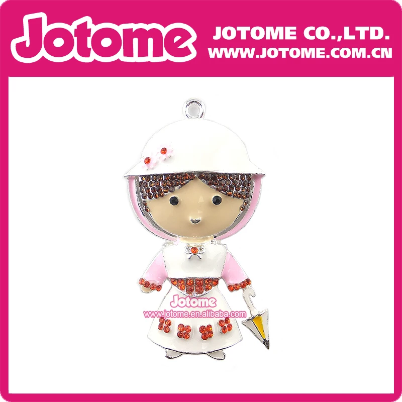 

Mary Poppins White Chunky Cute / Lovely Little Girl Newest Wholesale Hot Sale Coffe & Orange Crystal Rhinestone Pendant