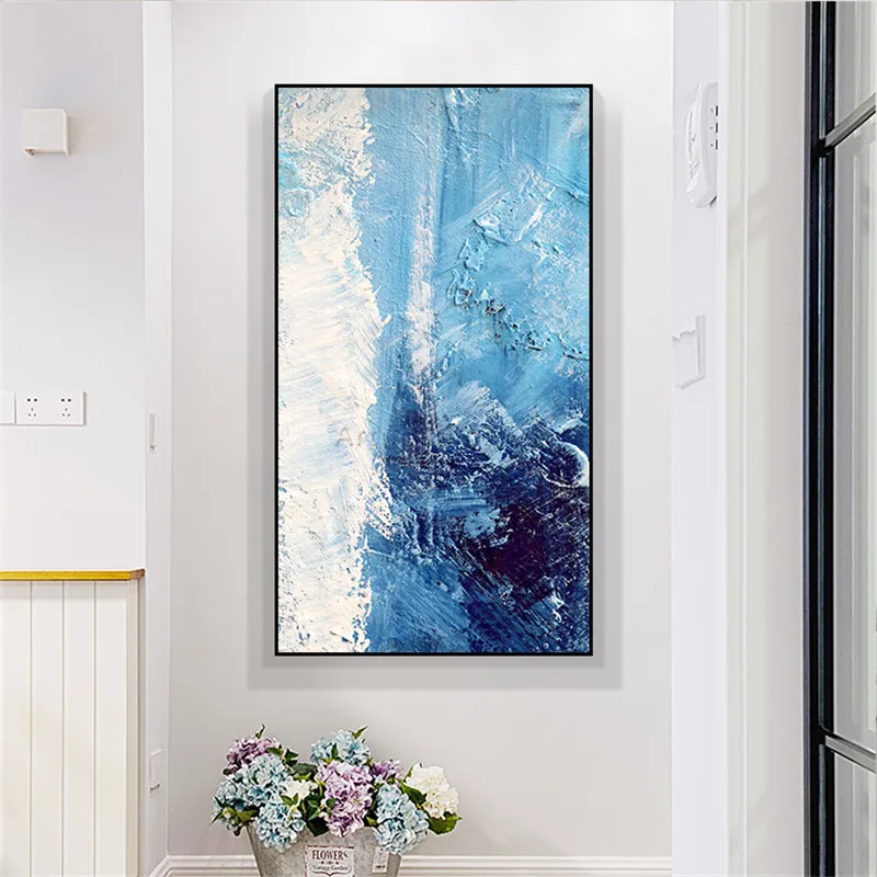 

Canvas oil painting cuadros decoracion abstract acrylic blue nordic painting Wall art wall Pictures for living room home decor63