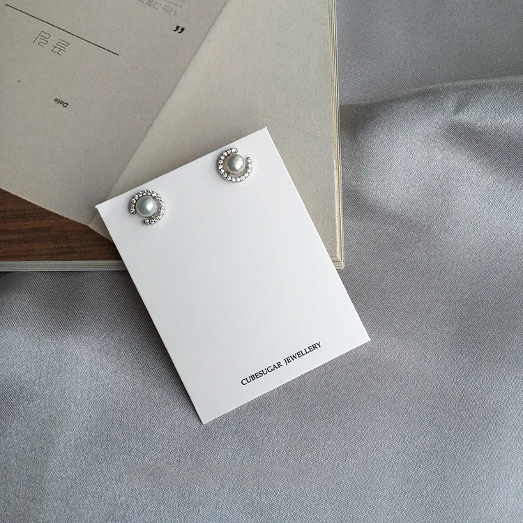 KobitAce, S925 Стерлинговое Серебро, жемчужные серьги для женщин, микро набор, c-образный минималистичный корейский стиль, модные серьги пусеты украшения - Окраска металла: Посеребренный