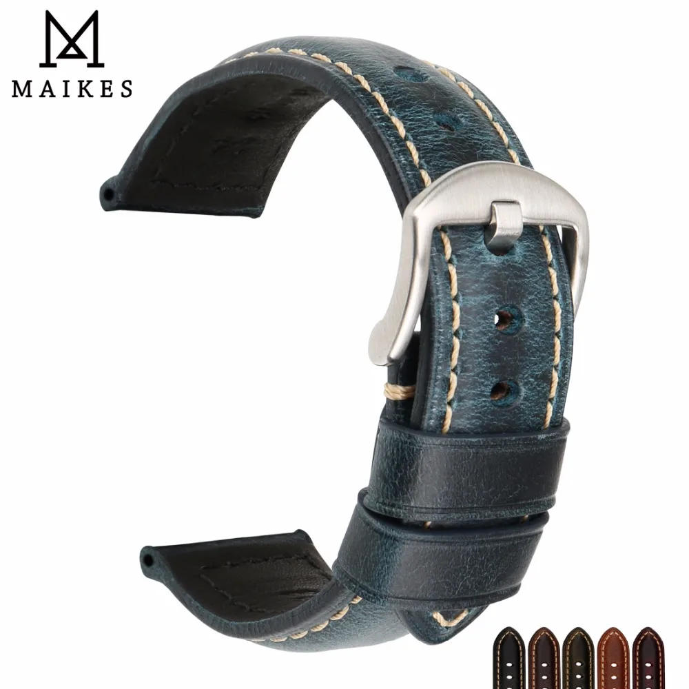 Maikes Cinturino In Vera Pelle Di Qualità 20Mm 22Mm 24Mm Accessori Speciali Per Orologi Vintage Cinturino Per Orologio Per Panerai Montblanc