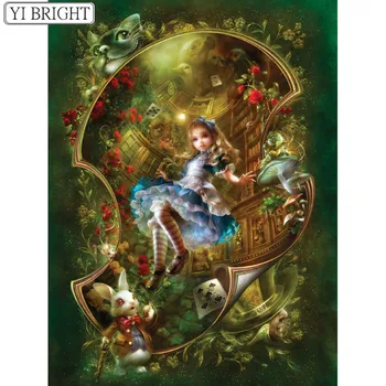 

5D DIY Full Square Diamond Painting Cross Stitch Alice Dreamland 3D Diamond Embroidery Rhinestone Mosaic Home Decoration