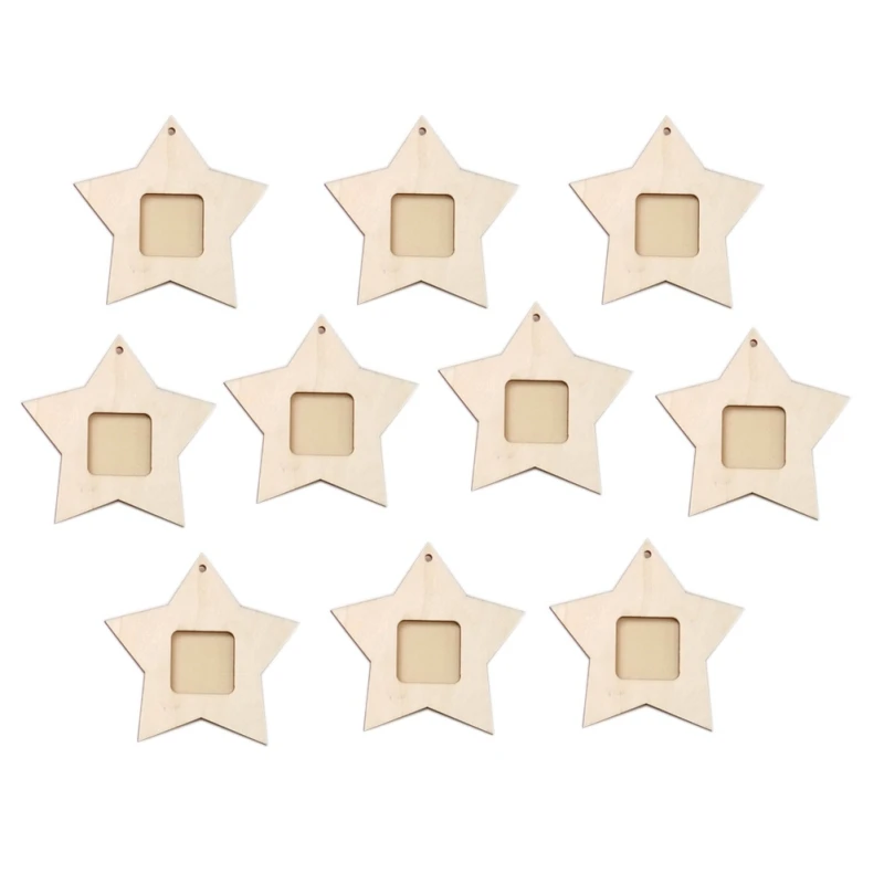 10PCS Wooden Mini Star Photo Frame Household Decoration Small Photo Frame Hanging Decoration