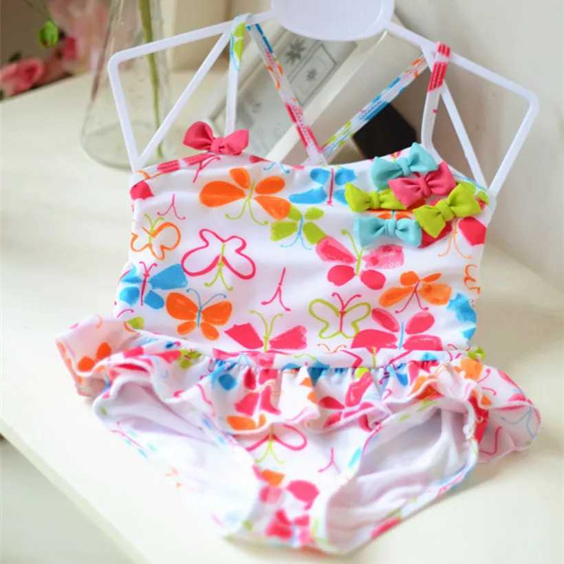 

Lovely Girls Swimwear One piece kids Girl Swim wear 2-6 age Children Swimsuit with skirt bow