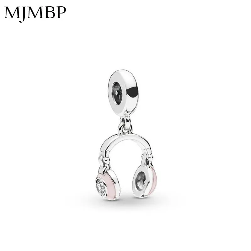 

New Pink Oil Headphones Pendant DIY Charms Fashion Beads Fit Pandoraa Gift For Bracelet & Necklaces Jewelry making Women Gifts