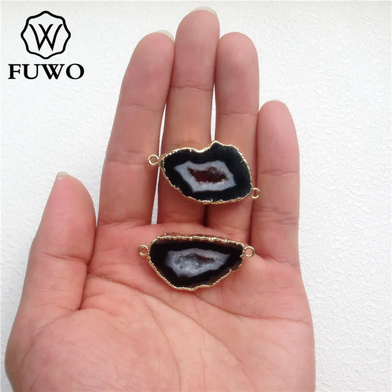 Женская подвеска с двойными петлями FUWO черная Подвеска из драгоценных камней