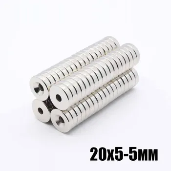 

50pcs 20x5 mm Hole 5mm N35 Strong Ring Magnet D Countersunk Rare Earth Neodymium Magnets Permanent magnet free shipping