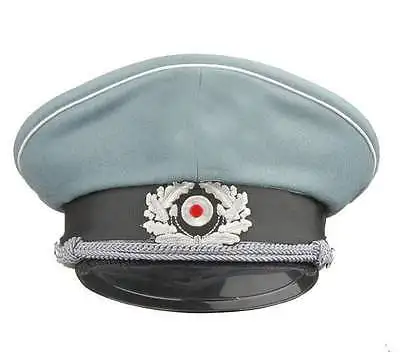 WW2 German WH M36 Officer Wool Crusher Cap With Chin Cord-GM026