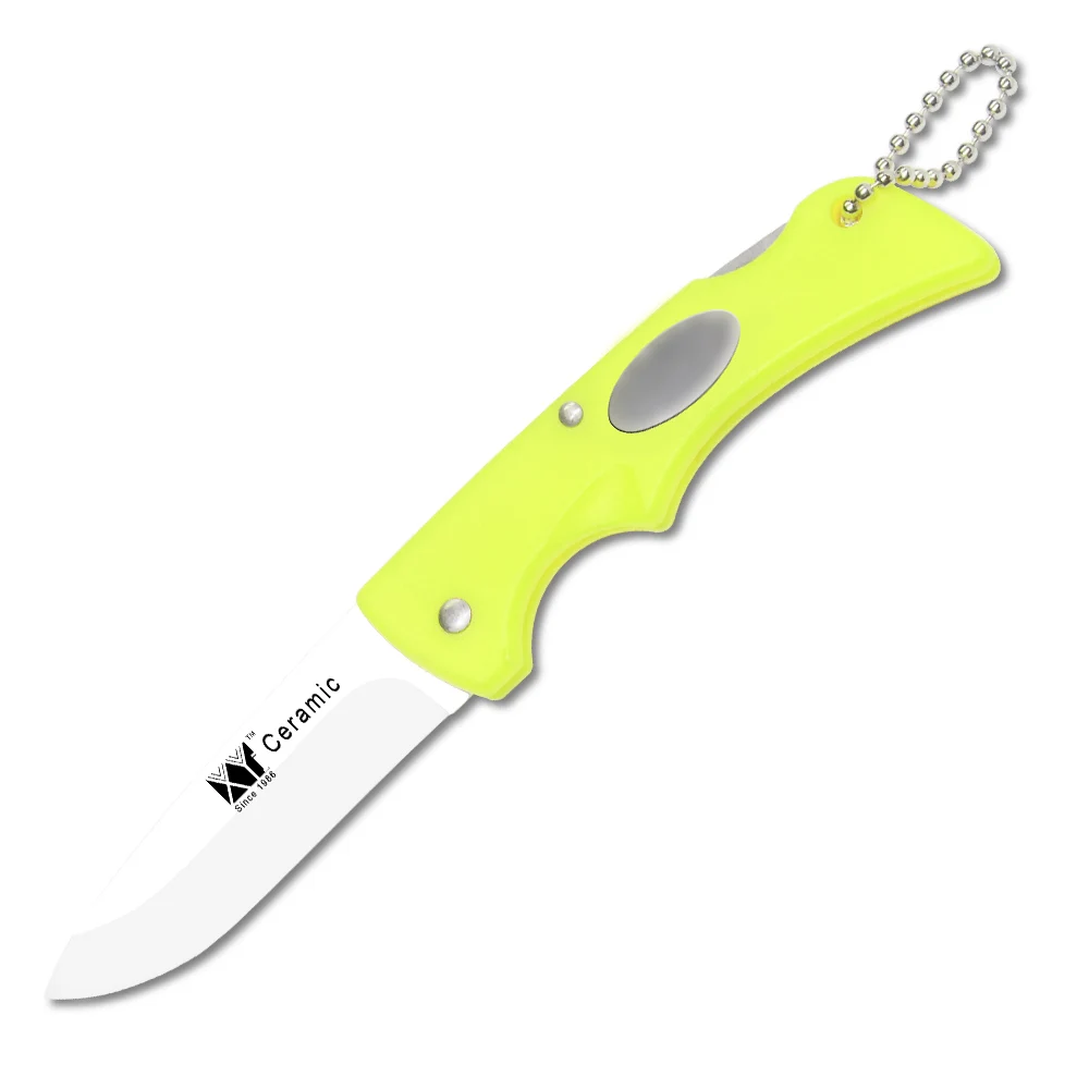 XYj Brand Utility Kitchen Knife With Fluorescent Green Handle Folding Ceramic Knife The Simple