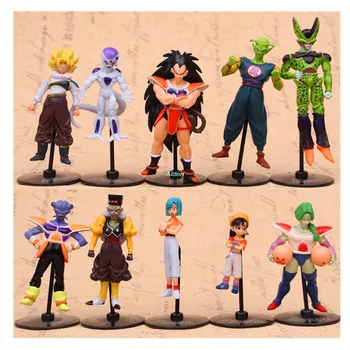 

10Pcs/set Dragon Ball Torankusu Son Goku Son Gohan Piccolo Majin Buu PVC Action Figure Collectible Model Toy OPP 10CM B255