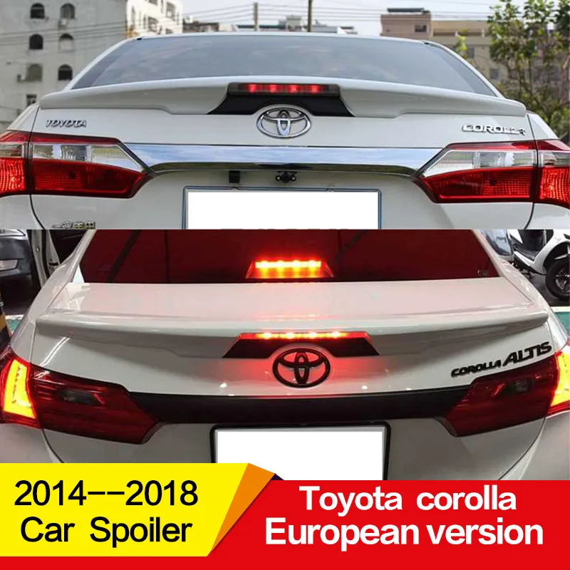 Используется для европейской версии toyota corolla спойлер с светодиодный светильник corolla заднее крыло с цветным выделенным аксессуаром для автомобиля refitt