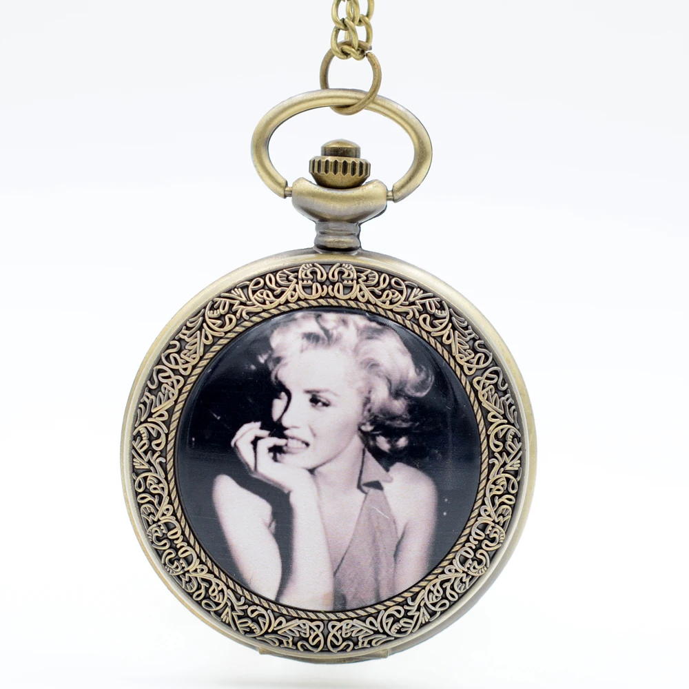Marilyn Monroe Beautiful Lady Quartz Pocket Watch Analog Pendant