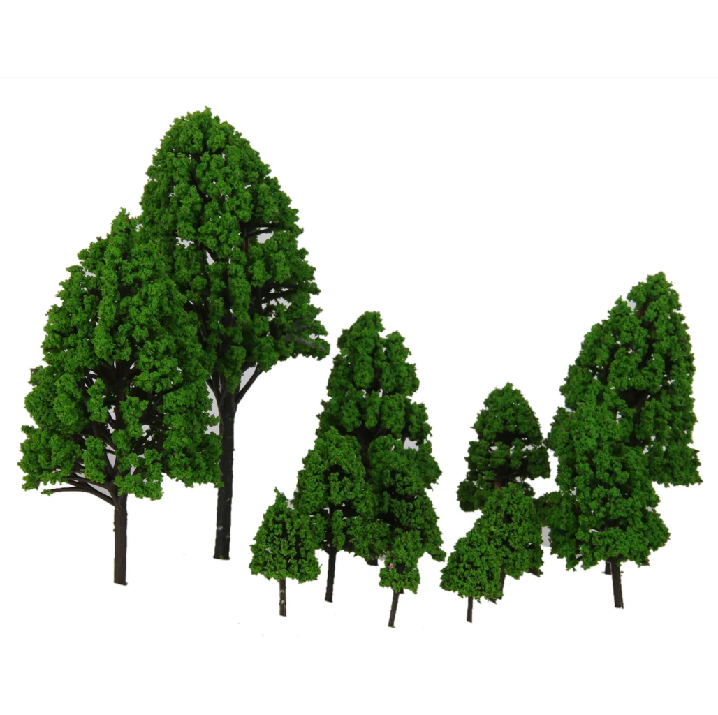 12PCS Poplar Trees Model Light Green Leaves 2.5-16cm 1:500-1:50