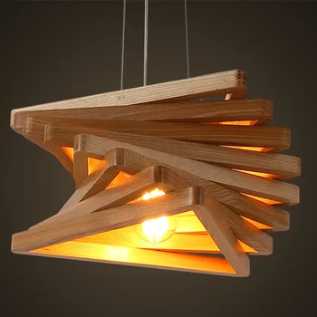 

Wooden E27 Single Head Pendant Lights For Living Room Restaurant Bedroom Deco Lighting Hanging Fixtures Modern LED Pendant Lamp