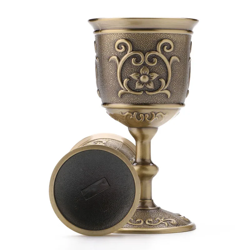 

Delicate Vintage Engraving Hand-made Solid Copper Wine Glass Water Goblet Carving Pattern Metal Wine Goblet Kitchen Accessories
